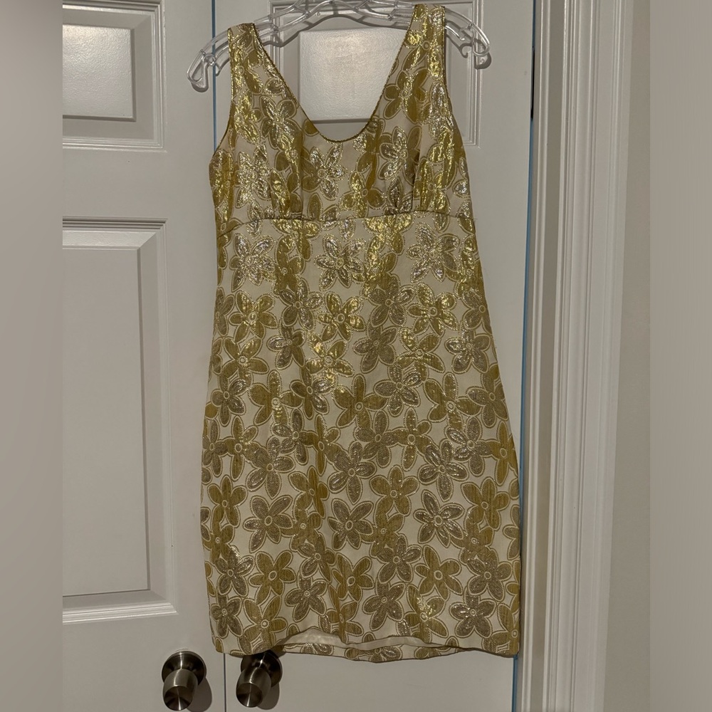 Kate Spade New York Jacquard Gold Flower Dress